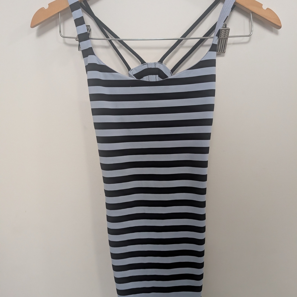 lululemon athletica Black and Blue gray Striped Tank Top